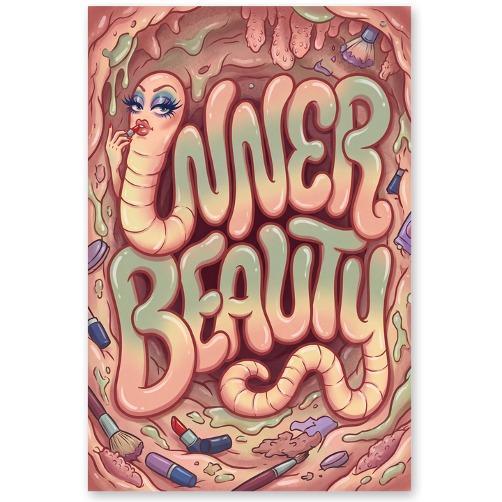 Inner Beauty Tapeworm Poster — Funny Parasite Wall Art