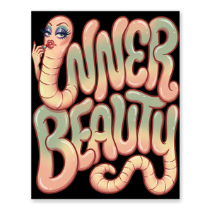 Inner Beauty Tapeworm Poster — Funny Parasite Wall Art