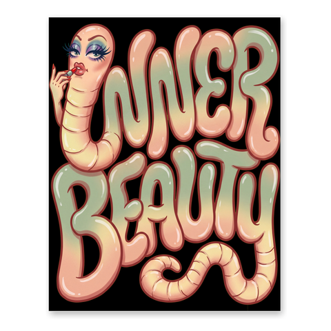 Inner Beauty Tapeworm Poster — Funny Parasite Wall Art