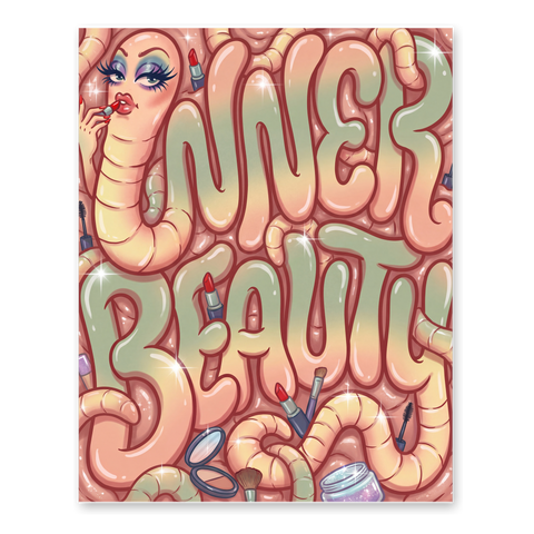 Inner Beauty Tapeworm Poster — Funny Parasite Wall Art