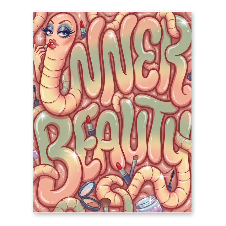 Inner Beauty Tapeworm Poster — Funny Parasite Wall Art