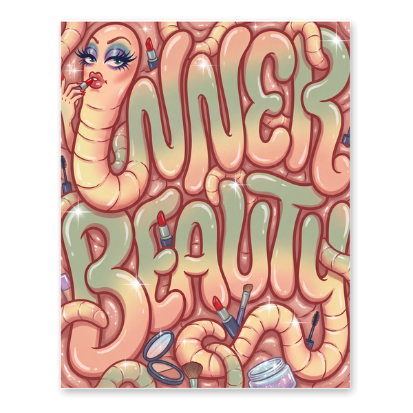 Inner Beauty Tapeworm Poster — Funny Parasite Wall Art