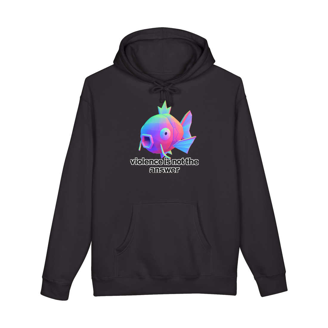 Involuntary Pacifist Hoodie — Funny Helpless Fish — Black