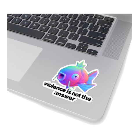 Involuntary Pacifist Sticker — Funny Helpless Fish — White