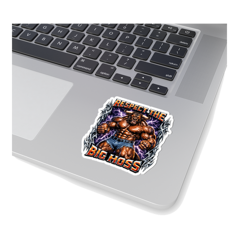 Jacked Minotaur Tiny Shorts Sticker — Funny Muscular Minotaur Meme — White