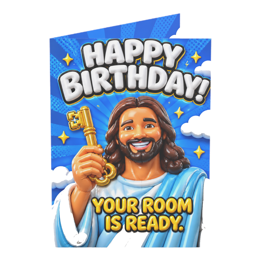 Jesus Your Room Is Ready Funny Birthday Card — 3.5" x 4.9" (Vertical) / Coated (both sides) / 1 pc
