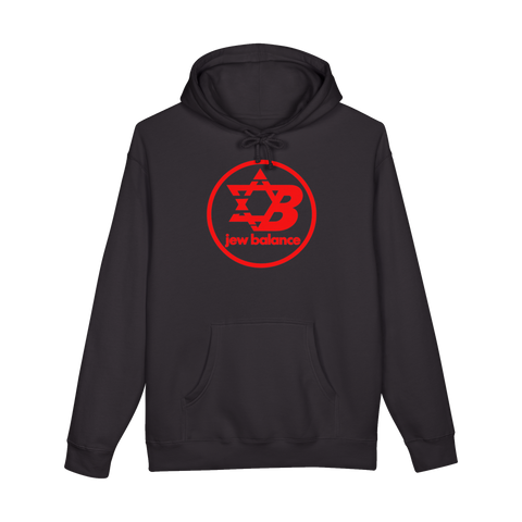Jew Balance Hoodie — New Parody Jewish Humor Star of David — Black