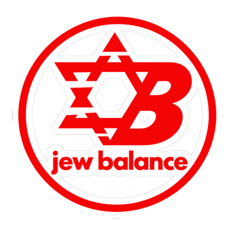 Jew Balance Sticker — New Parody Jewish Humor Star of David — White