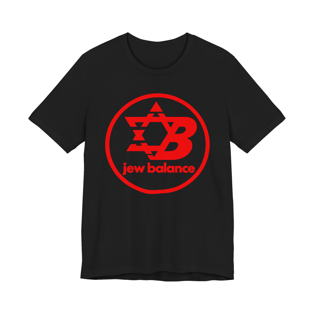 Jew Balance T-Shirt — New Parody Jewish Humor Star of David — Black