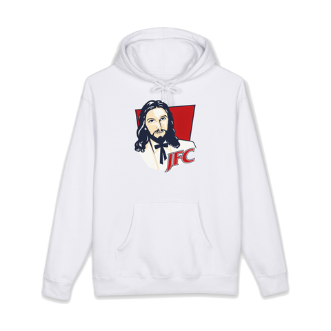 JFC Original Recipe Hoodie — Funny JFC Jesus KFC Parody — White