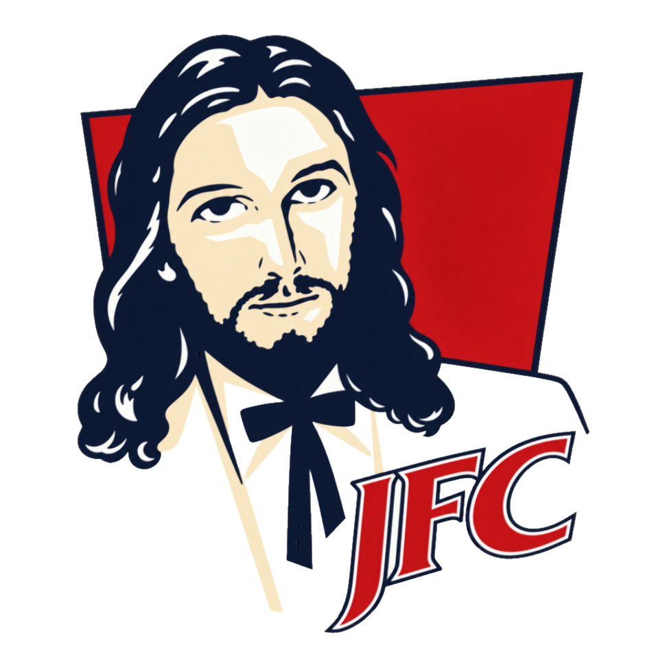 JFC Original Recipe Sticker — Funny JFC Jesus KFC Parody — White