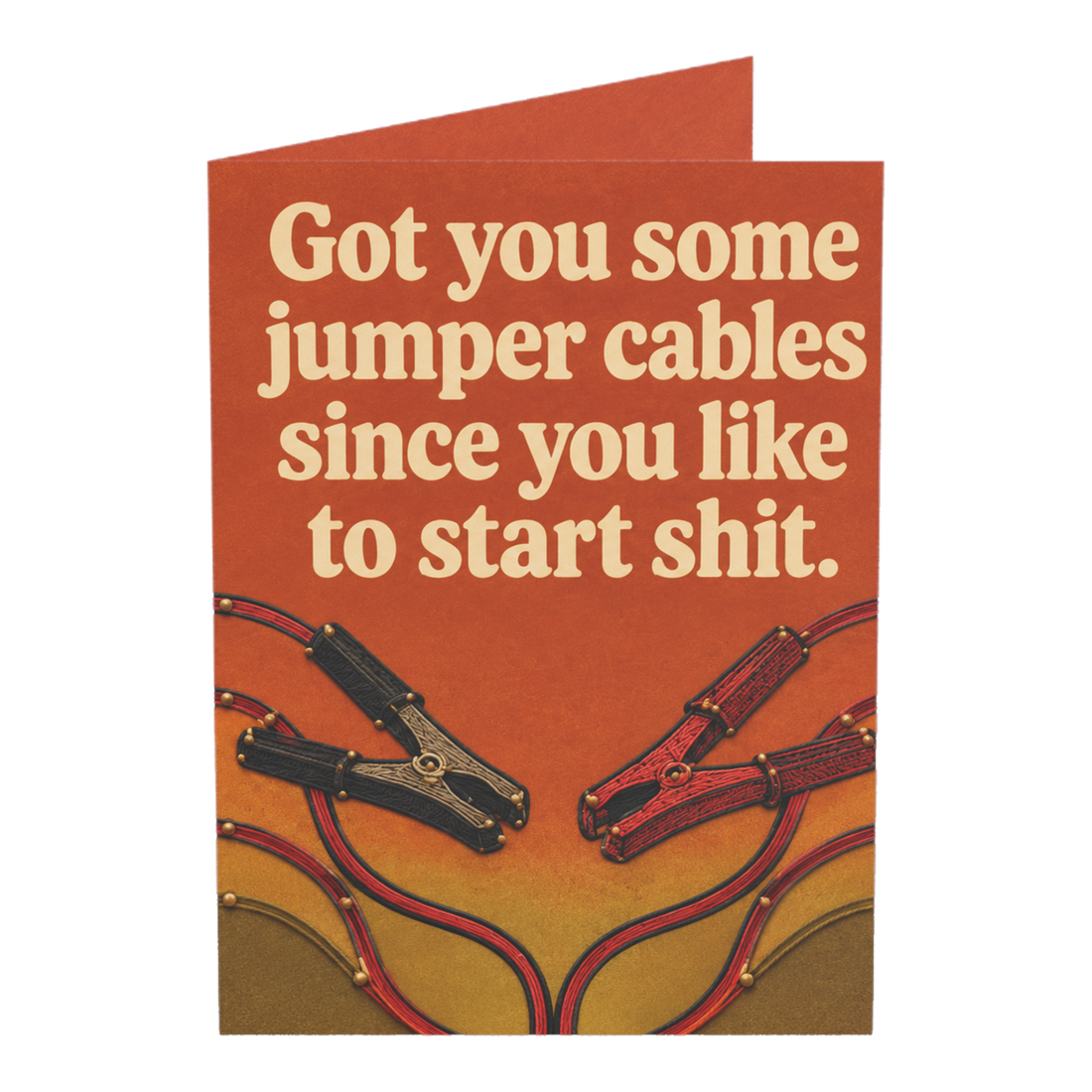 Jumper Cables Start Shit Funny Birthday Card — 3.5" x 4.9" (Vertical) / Coated (both sides) / 1 pc