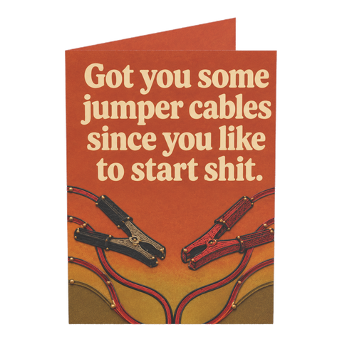 Jumper Cables Start Shit Funny Birthday Card — 3.5" x 4.9" (Vertical) / Coated (both sides) / 1 pc