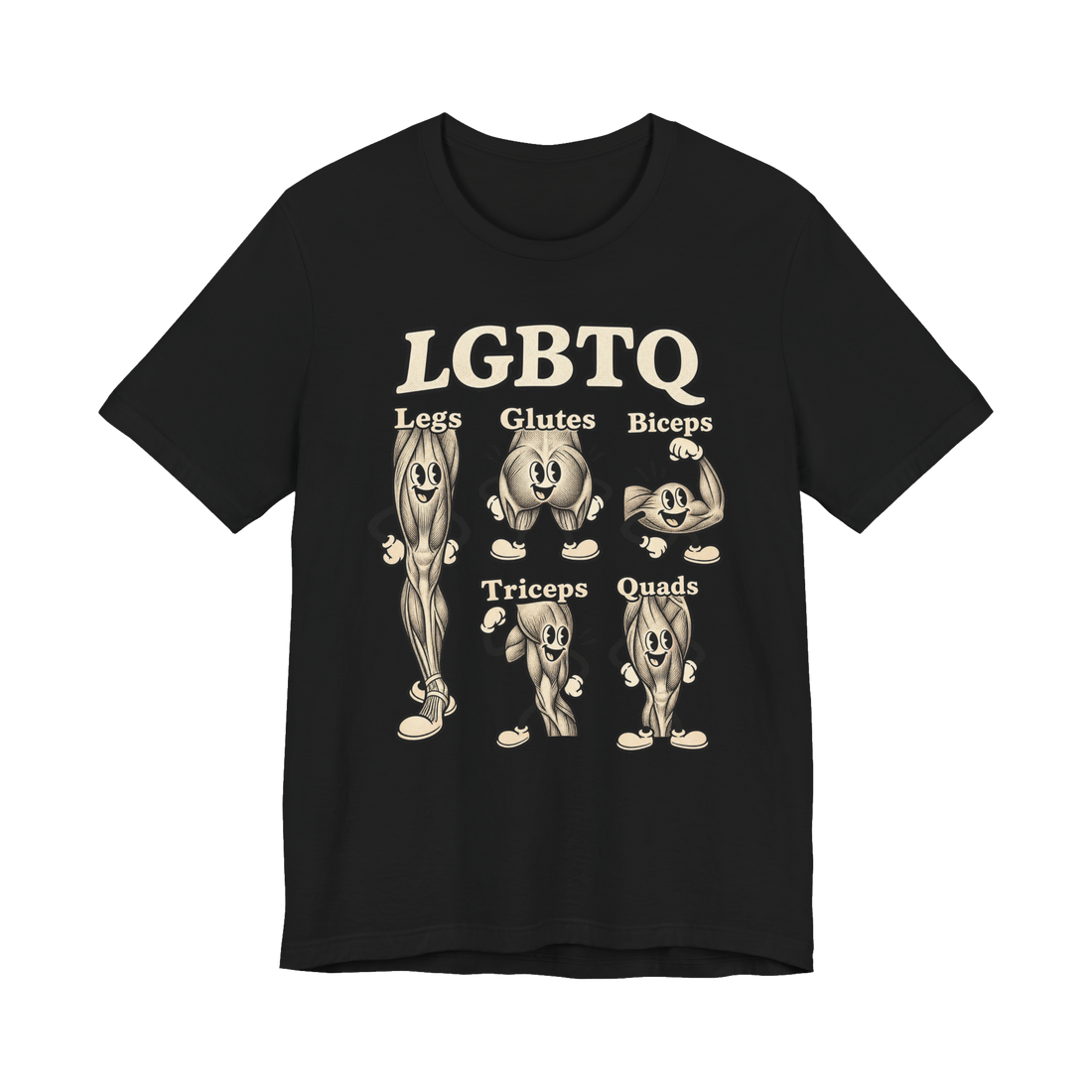 LGBTQ Workout Routine T-Shirt — Gym Acronym Fitness Leg Day Parody — Black