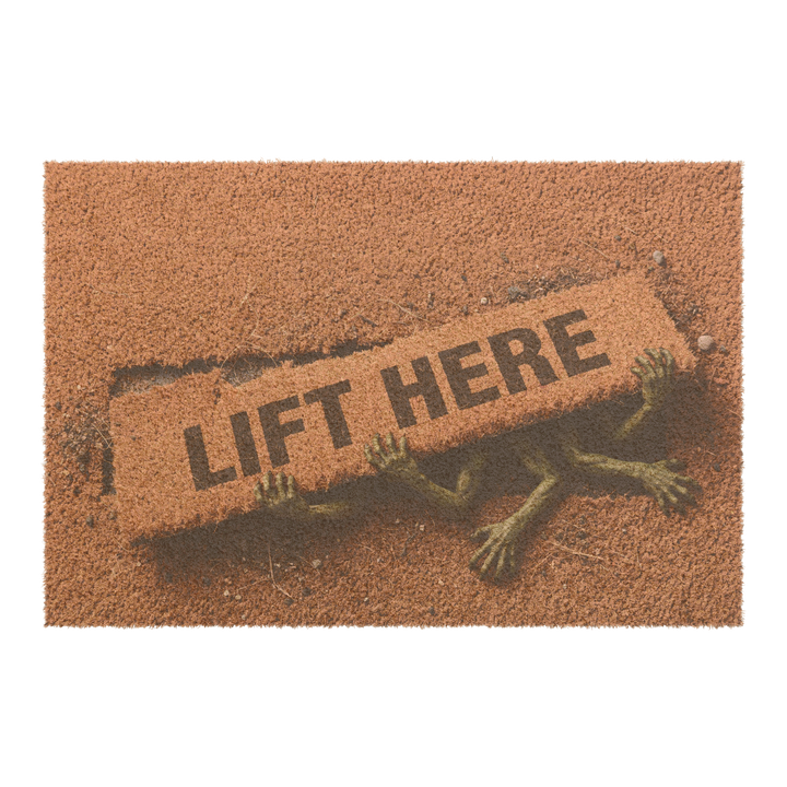 Lift Here — Funny Ominous Doormat
