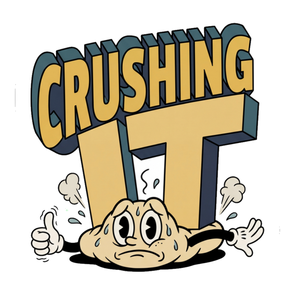 Literally Crushing It Sticker — Funny Corporate Burnout Decal — White