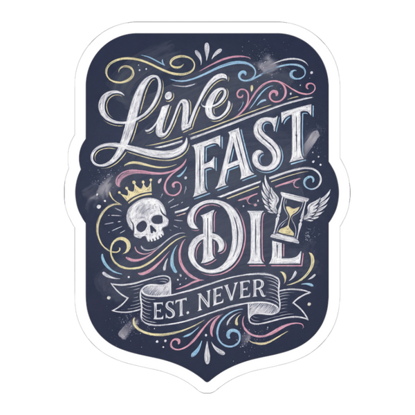 Live Fast Est Never — Sticker