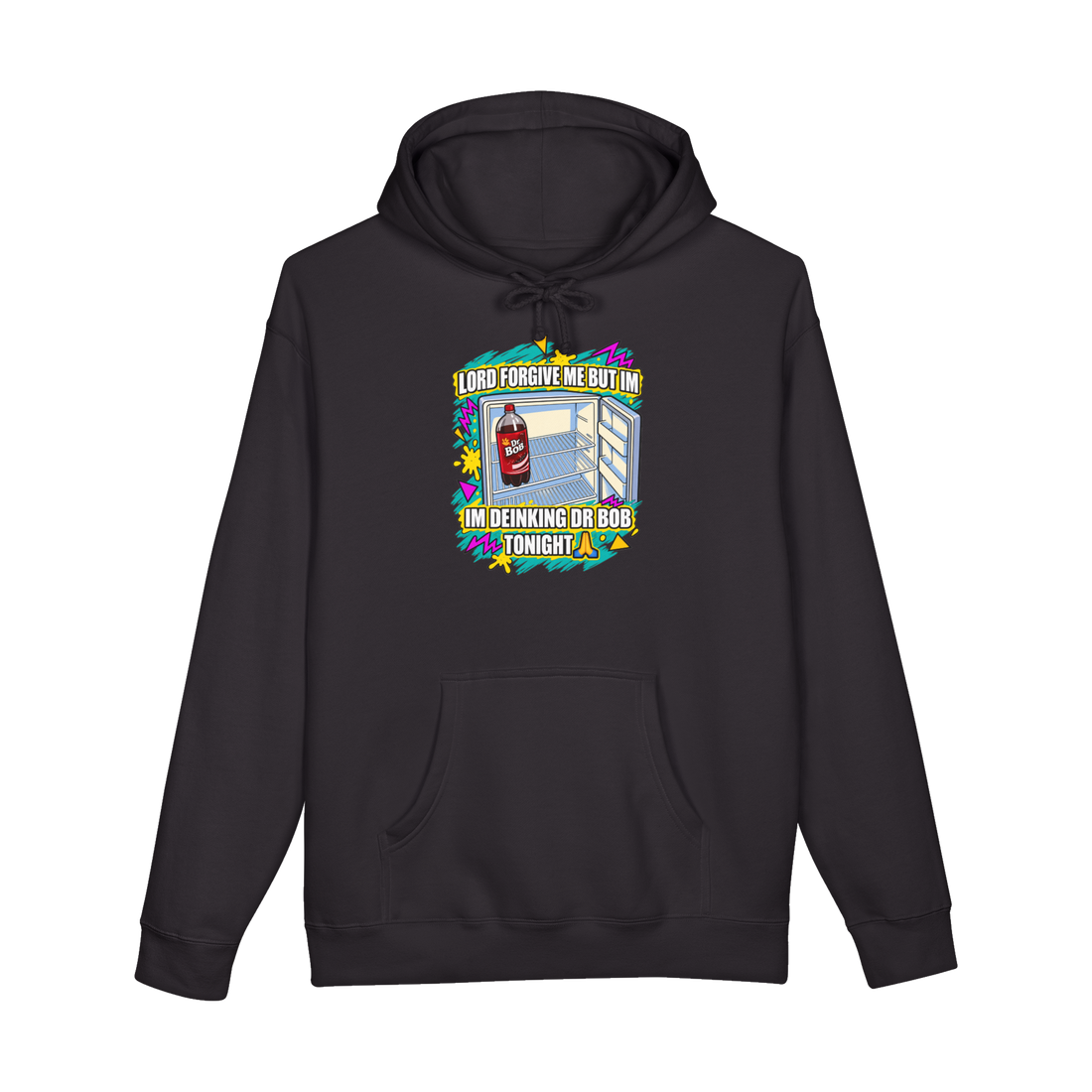 lord forgive me dr bob Hoodie — Funny Dr Bob Soda — Black