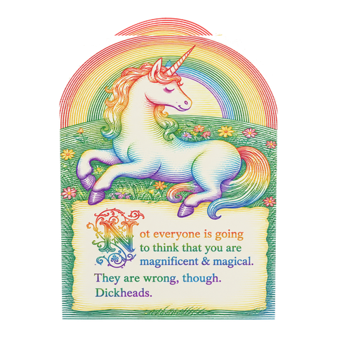 Magnificent Unicorn Sarcastic Encouragement Greeting Card — 3.5" x 4.9" (Vertical) / Coated (both sides) / 1 pc