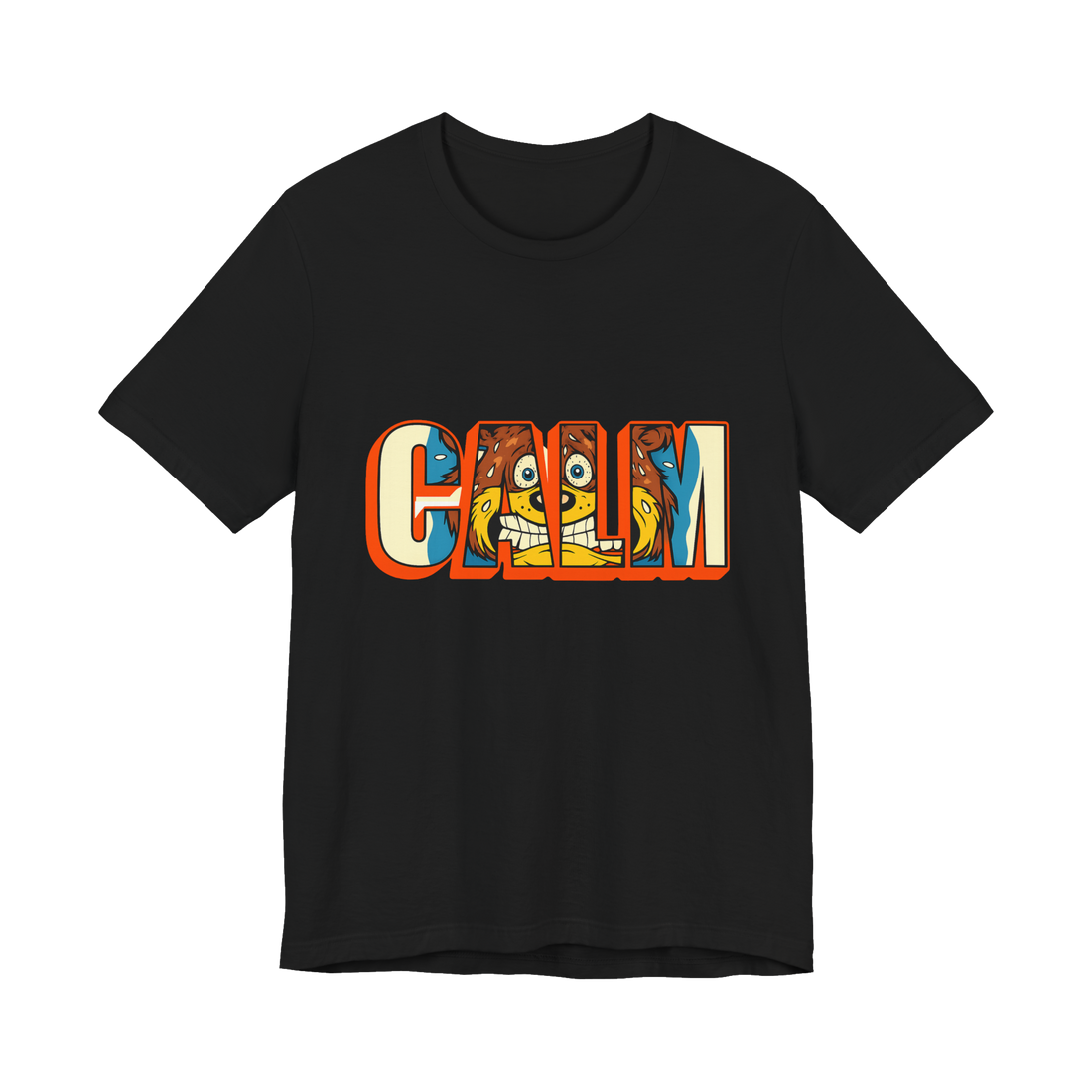 Mandated Serenity — Funny Calm Panic Mascot T-Shirt — Black