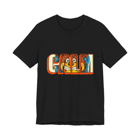 Mandated Serenity — Funny Calm Panic Mascot T-Shirt — Black