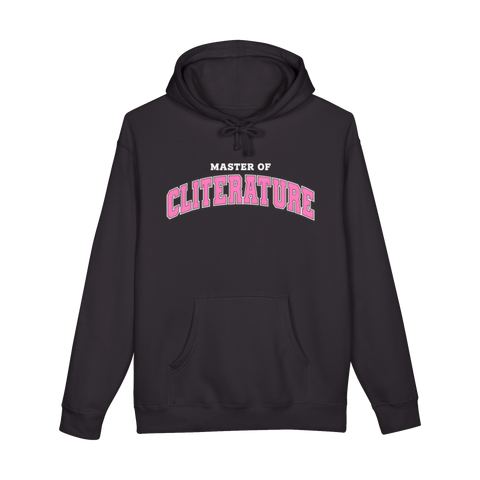 Master of Cliterature Hoodie — College Parody Sex Joke Dirty Pun Crude — Black