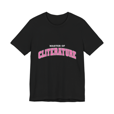 Master of Cliterature T-Shirt — College Parody Sex Joke Dirty Pun — Black