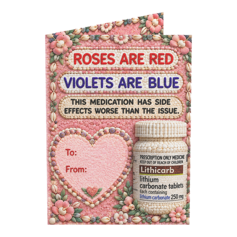 Medication Side Effects Valentine's Day Greeting Card — 3.5" x 4.9" (Vertical) / Coated (both sides) / 1 pc