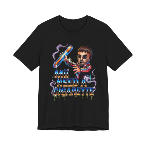 Mii Need A Cigarette — Funny Retro Gamer Shirt — Black