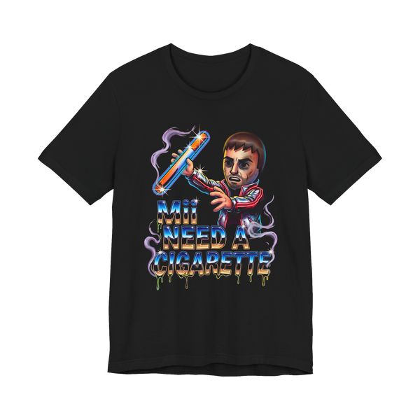 Mii Need A Cigarette — Funny Retro Gamer Shirt — Black