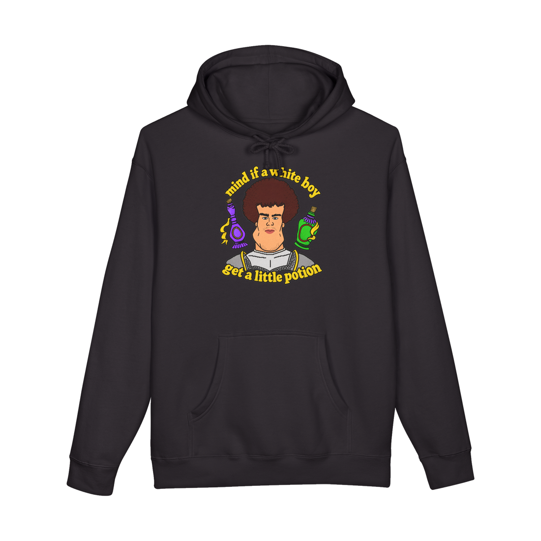 Mind If A White Boy Get A Little Potion Hoodie — Funny Potion Seller — Black