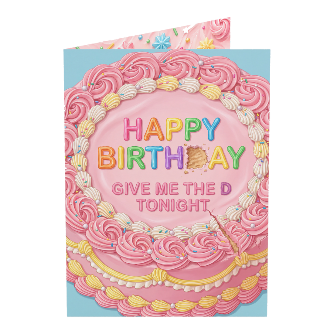 Missing Letter Birthday Cake Funny Romantic Birthday Card — 3.5" x 4.9" (Vertical) / Coated (both sides) / 1 pc