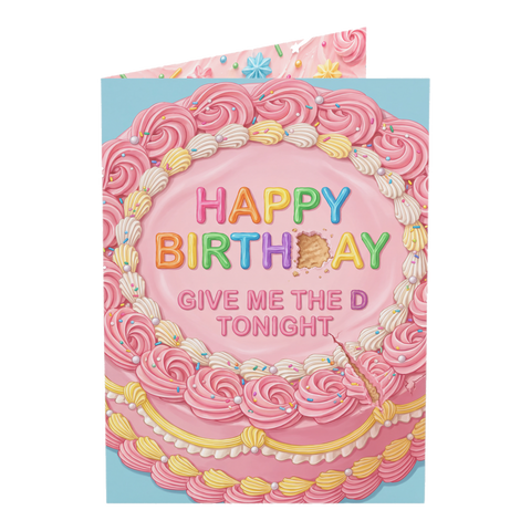 Missing Letter Birthday Cake Funny Romantic Birthday Card — 3.5" x 4.9" (Vertical) / Coated (both sides) / 1 pc