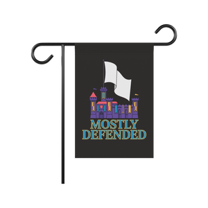 Mostly Defended Garden Flag — Funny Home Security Sign