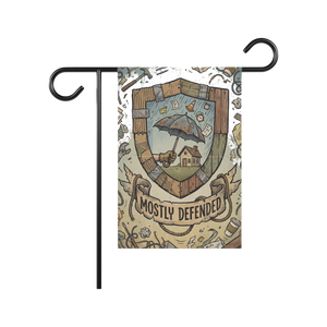 Mostly Defended Garden Flag — Funny Home Security Sign