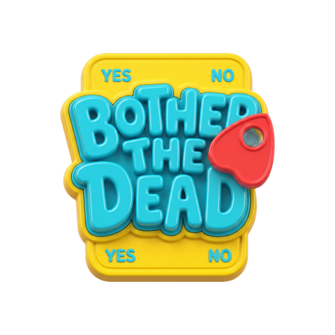 My First Necromancy sticker featuring a brightly colored 1980s style chunky plastic toddler Ouija board.