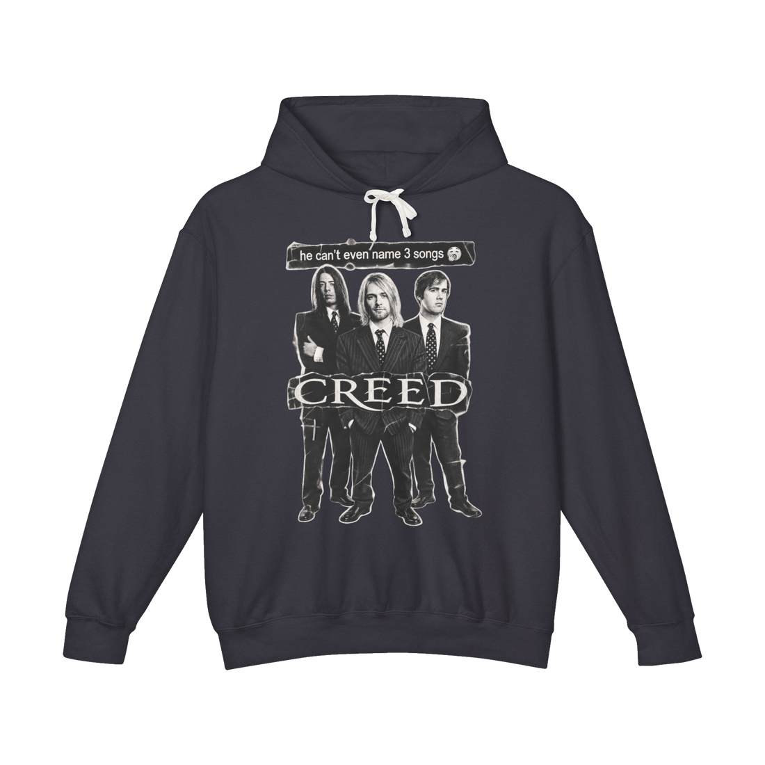 Name Three Creed Songs Hoodie — Funny Nirvana Creed Meme — Black