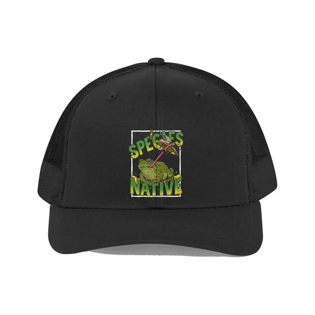 Native Species Giant Frog vs Fighter Jet Hat — Black