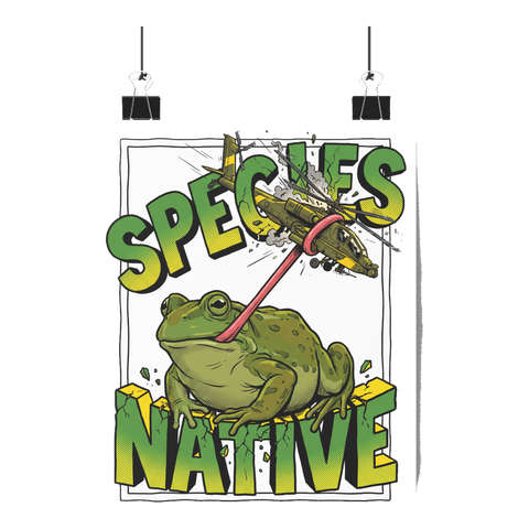 Native Species — Giant Frog vs Fighter Jet Poster