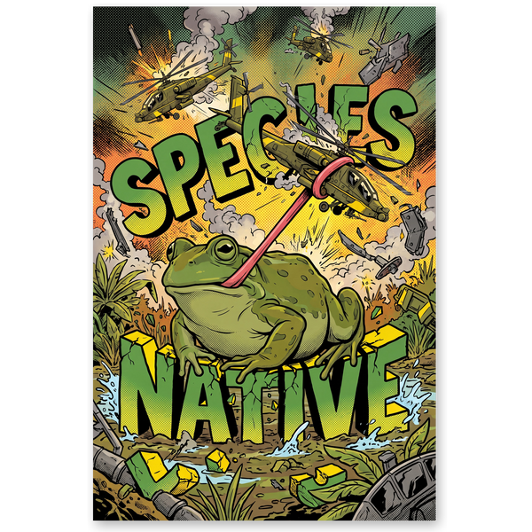 Native Species — Giant Frog vs Fighter Jet Poster