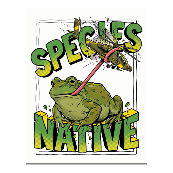 Native Species — Giant Frog vs Fighter Jet Poster