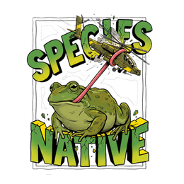 Native Species Sticker — Giant Frog Eating Fighter Jet