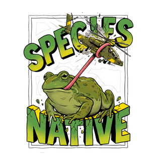 Native Species Sticker — Giant Frog Eating Fighter Jet
