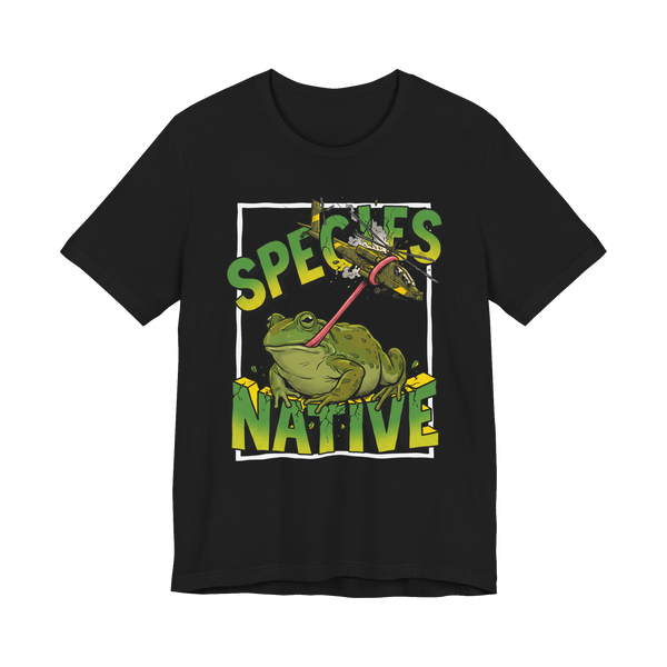 Giant Frog vs Helicopter Shirt - Native Species Tee — Black