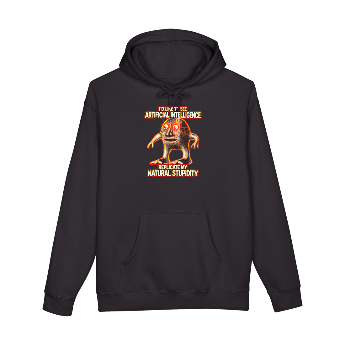 Natural Stupidity Hoodie — Artificial Intelligence Meme Ai Surreal — Black