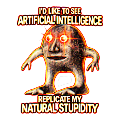 Natural Stupidity Sticker — Artificial Intelligence Meme Ai Surreal — White