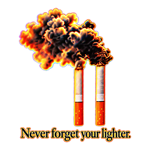 Never Forget Your Lighter Sticker — Twin Towers Lighter Dark Humor — White