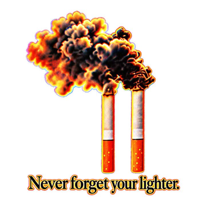 Never Forget Your Lighter Sticker — Twin Towers Lighter Dark Humor — White