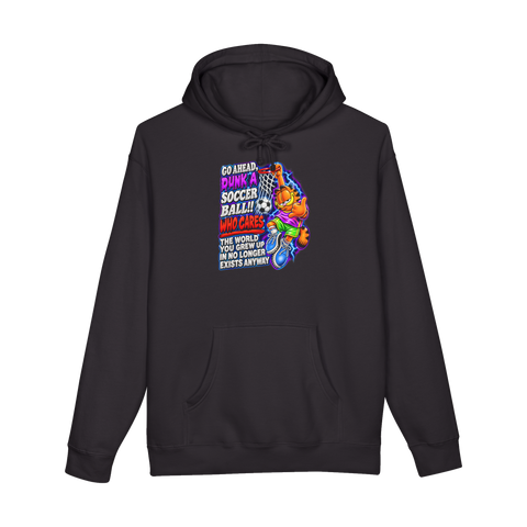 Nihilist Cat Soccer Dunk Hoodie — Garfield Nihilism Existential Dread — Black