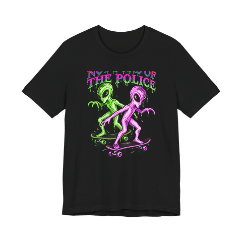 Not Fond Of The Police Shirt - Alien Skateboard ACAB Tee — Black